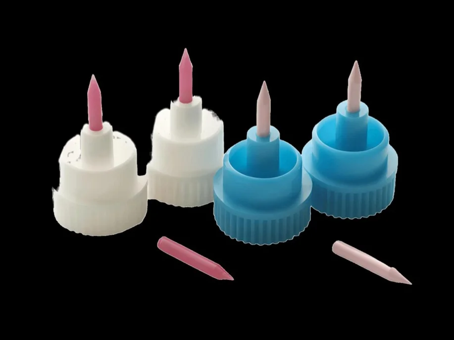 Ceramic capillaries with coloured caps.