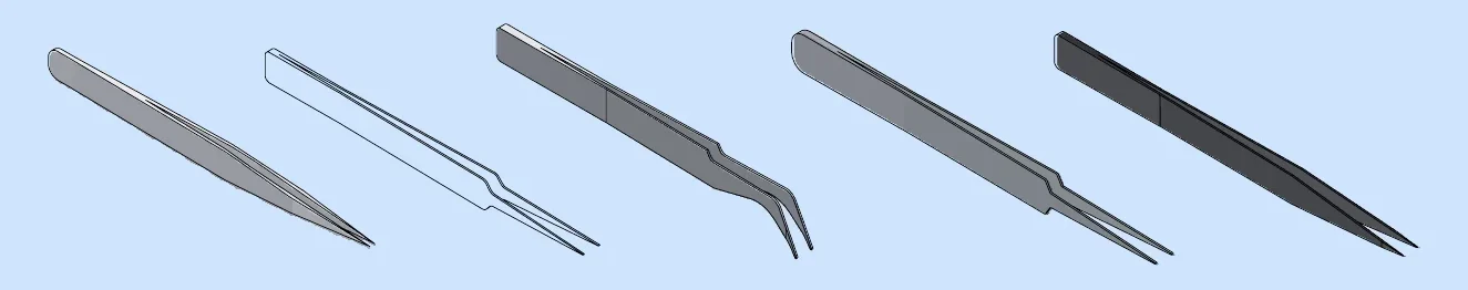 Catalog drawings of tweezers.